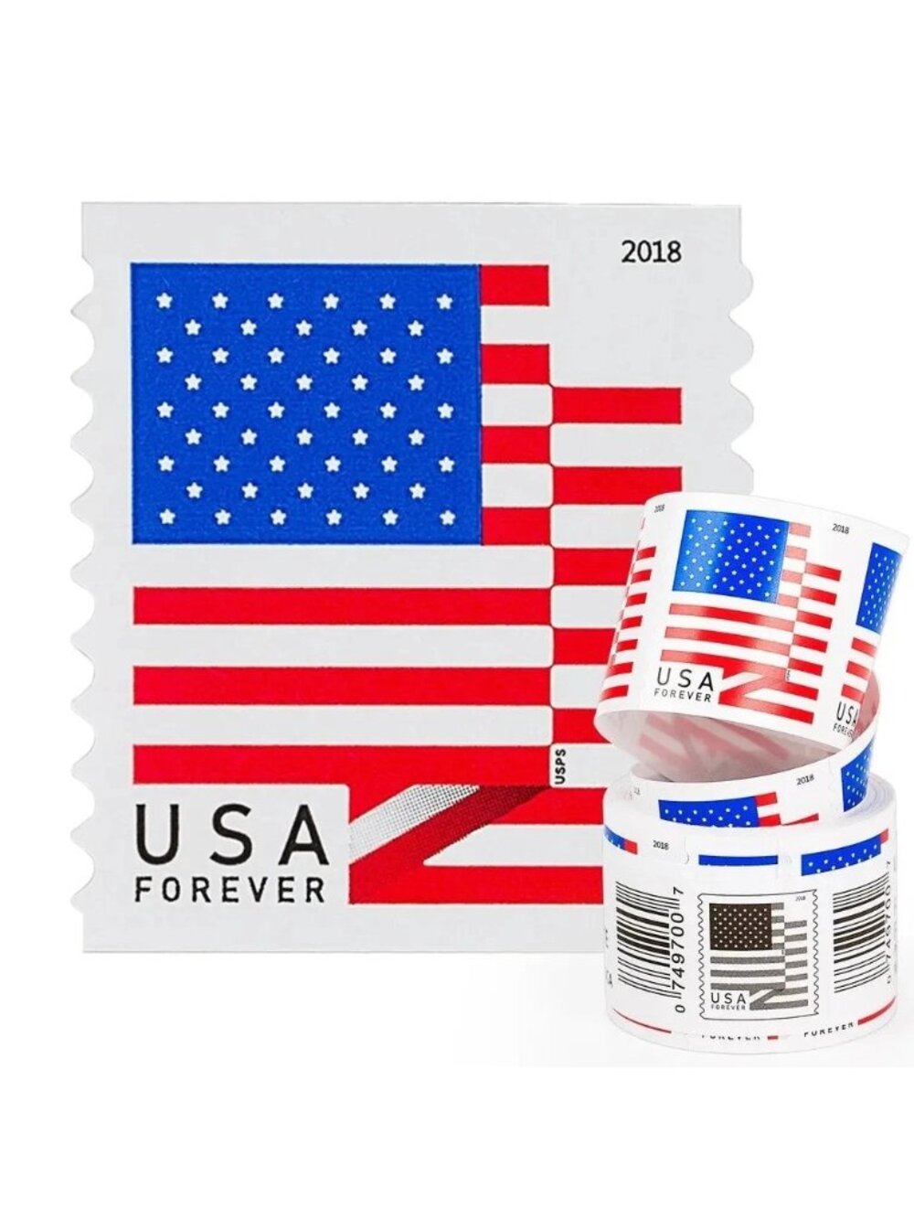 USPS Forever US Flag 2018 First Class Stamps Coil Roll of 100